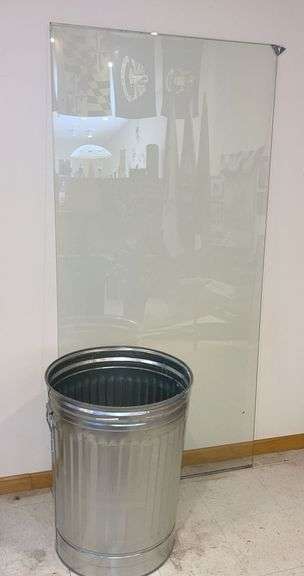 New Galvanized Trash Can & 73”x36” Piece of Glass