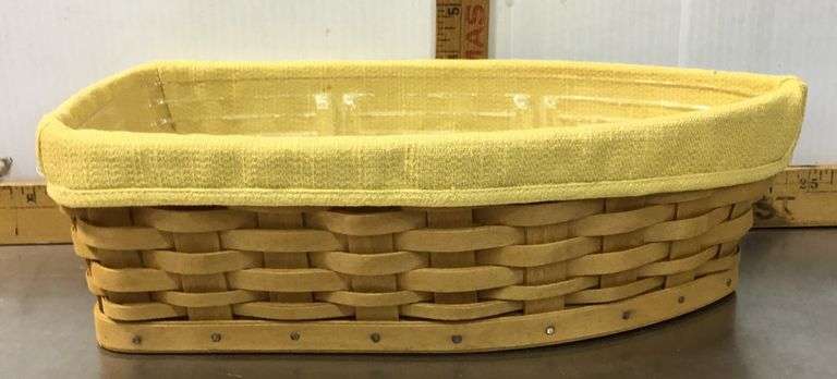 2003 Longaberger Boat Shaped Basket With Liner and Insert
