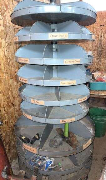 Rotating Part Collection Rotating Store Part Organizer/Display (67”T,3’Round) - Sherwood Auctions