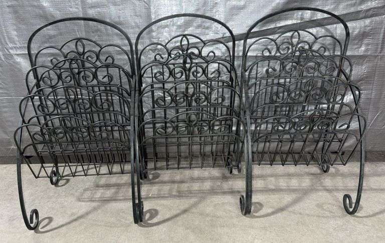 Three Wrought Iron Magazine Racks - Sherwood Auctions