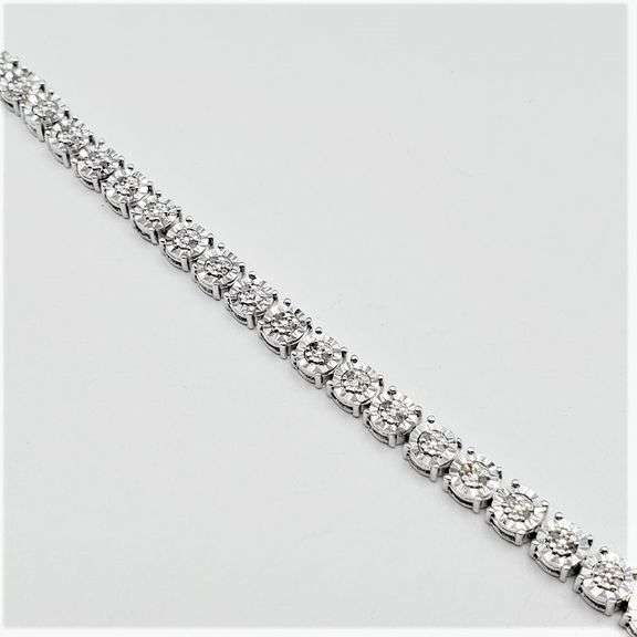 Sterling Silver Natural Diamond (0.10ct) Bracelet
