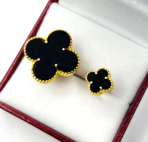 Sterling Silver Natural Malachite (4.50ct) Double Clover Motif Ring