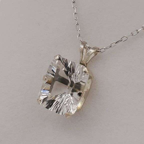 Sterling Silver Natural White Topaz (3.4ct) Pendant with Sterling Silver Chain