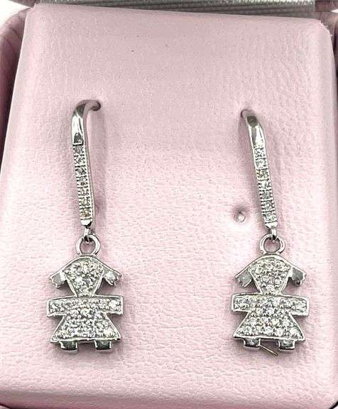 Sterling Silver CZ Girl Figurine Dangling Earring