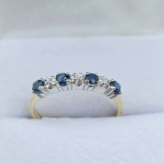 10KT Yellow and White Gold Natural Blue Sapphire (0.40ct) and Diamond (0.03ct) Ring