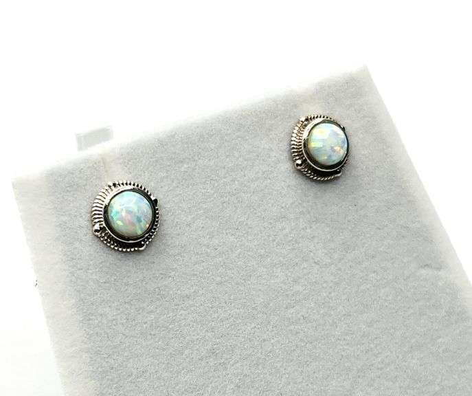 Sterling Silver White Opal (1.62ct) Earrings