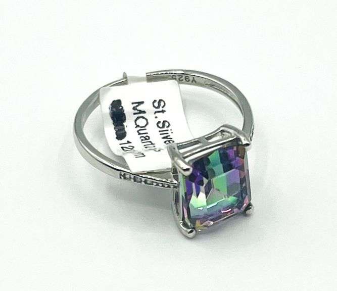 Sterling Silver Natural Mystic Quartz (5ct) with CZ (0.06ct) Ring