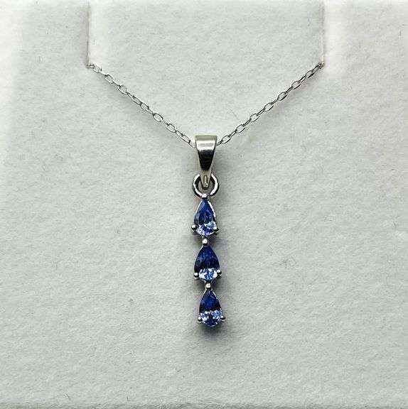 Sterling Silver Natural Tanzanite Pendant with Sterling Silver Chain