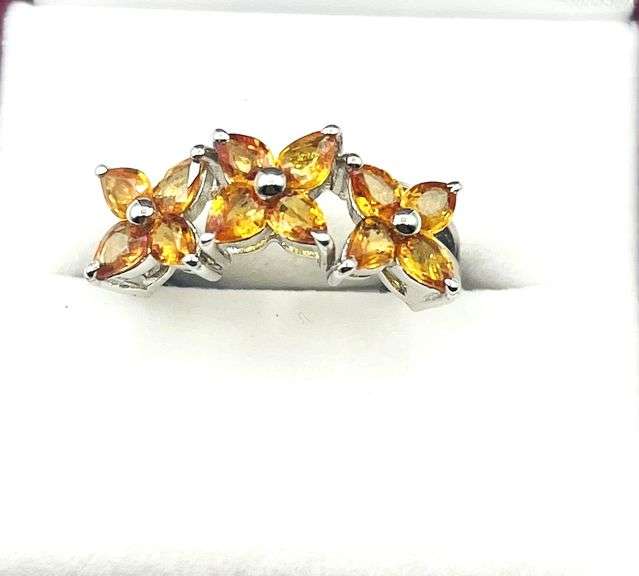 Sterling Silver Natural Orange Sapphire (1.68ct) Ring