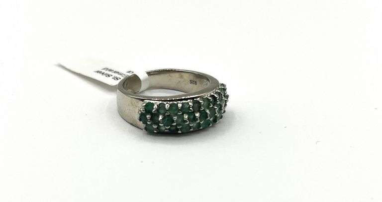 Sterling Silver Natural Emerald (1ct) Ring