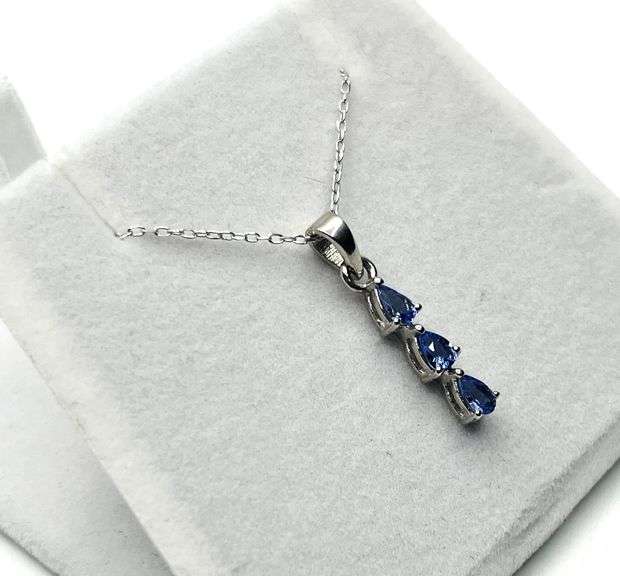 Sterling Silver Natural Tanzanite Pendant with Sterling Silver Chain