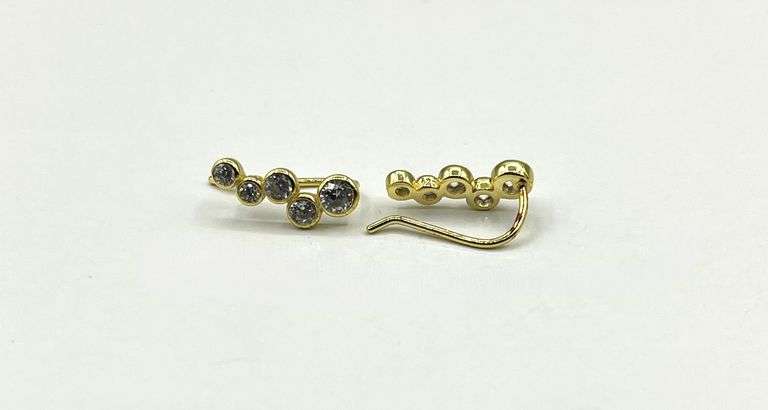 Gold Plated Sterling Silver CZ Earrings