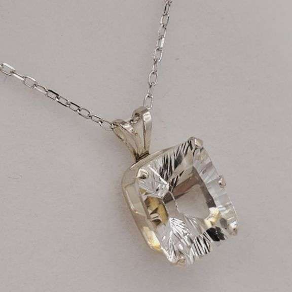 Sterling Silver Natural White Topaz (3.4ct) Pendant with Sterling Silver Chain