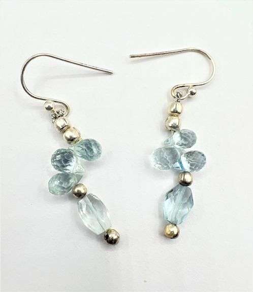 Sterling Silver Natural Aquamarine (3.36ct) Drop Style Earrings
