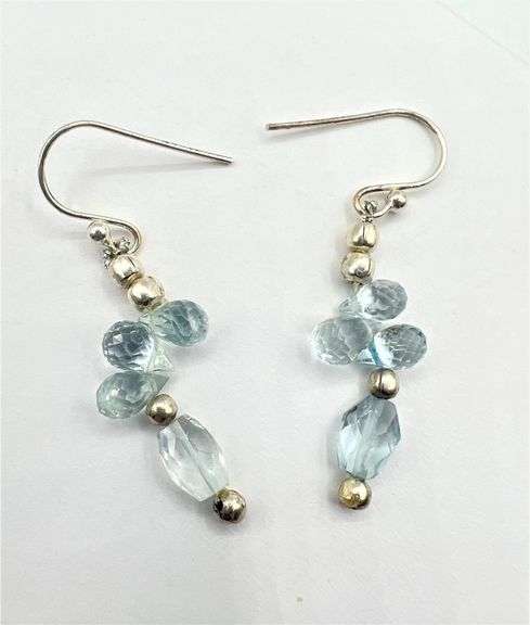 Sterling Silver Natural Aquamarine (3.36ct) Drop Style Earrings