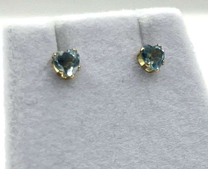 14KT Yellow Gold Natural Blue Topaz Earring