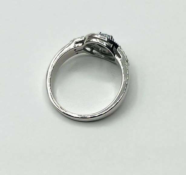 Sterling Silver Natural Blue Topaz (0.40ct) with CZ (0.20ct) Ring