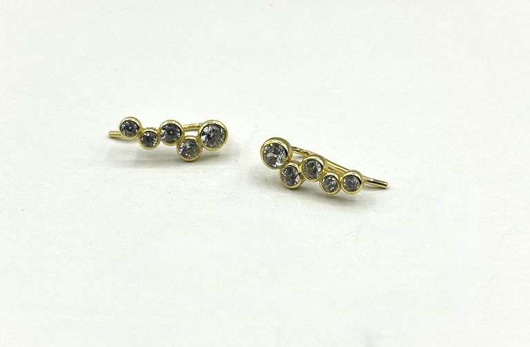 Gold Plated Sterling Silver CZ Earrings