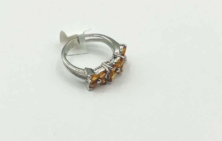 Sterling Silver Natural Orange Sapphire (1.68ct) Ring