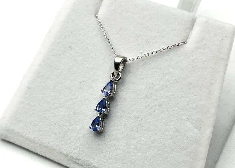 Sterling Silver Natural Tanzanite Pendant with Sterling Silver Chain