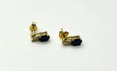 Gold Plated Sterling Silver Blue Sapphire (1.92ct) with CZ (0.08ct) Earrings