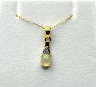 Gold Plated Sterling Silver Jelly Opal (0.81ct) and Natural White Sapphire with Gold Plated Sterling