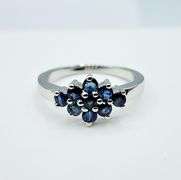 Sterling Silver Natural Blue Sapphire (0.72ct) Ring