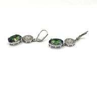 Sterling Silver Natural Mystic Quartz (13.88ct) with CZ (0.70ct) Earrings