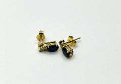 Gold Plated Sterling Silver Blue Sapphire (1.92ct) with CZ (0.08ct) Earrings