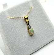 Gold Plated Sterling Silver Jelly Opal (0.81ct) and Natural White Sapphire with Gold Plated Sterling