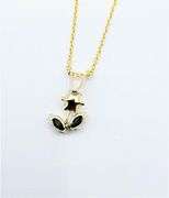 10KT Yellow Gold Flower CZ Pendant with Gold Plated Sterling Silver Chain