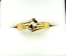 Natural Blue Sapphire (0.10ct) with CZ (0.16ct) Ring