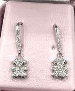Sterling Silver CZ Girl Figurine Dangling Earring