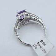 Sterling Silver Natural Amethyst (2ct) with Diamond (0.01ct) Ring