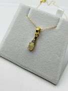 Gold Plated Sterling Silver Jelly Opal (0.81ct) and Natural White Sapphire with Gold Plated Sterling