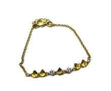 Gold Plated Sterling Silver Natural Citrine Quartz (1.10ct) with Natural White Sapphire (0.20ct) Bra