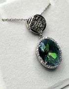 Sterling Silver Natural Mystic Quartz (5.75ct) and CZ (0.35ct) Pendant with Sterling Silver Chain