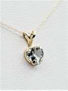 10KT Yellow Gold Natural Aquamarine (0.64ct) Heart Shape Pendant with Gold Plated Sterling Silver Ch