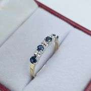 10KT Yellow and White Gold Natural Blue Sapphire (0.40ct) and Diamond (0.03ct) Ring