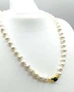 Natural Black Onyx (1ct) Freshwater Pearl 10.2mm-8mm 17" Necklace