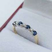 10KT Yellow and White Gold Natural Blue Sapphire (0.40ct) and Diamond (0.03ct) Ring