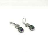 Sterling Silver Natural Mystic Quartz (13.88ct) with CZ (0.70ct) Earrings