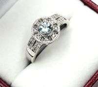 Sterling Silver Natural Blue Topaz (0.40ct) with CZ (0.20ct) Ring