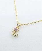 10KT Yellow Gold Flower CZ Pendant with Gold Plated Sterling Silver Chain
