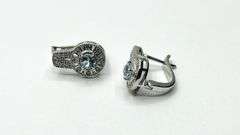 Sterling Silver Natural Blue Topaz (0.58ct) with CZ (0.10ct) Earrings
