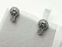 Sterling Silver Natural Blue Topaz (0.58ct) with CZ (0.10ct) Earrings