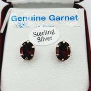Sterling Silver Natural Garnet (4ct) Earrings
