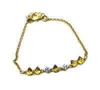 Gold Plated Sterling Silver Natural Citrine Quartz (1.10ct) with Natural White Sapphire (0.20ct) Bra