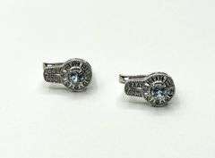 Sterling Silver Natural Blue Topaz (0.58ct) with CZ (0.10ct) Earrings