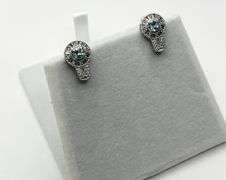 Sterling Silver Natural Blue Topaz (0.58ct) with CZ (0.10ct) Earrings